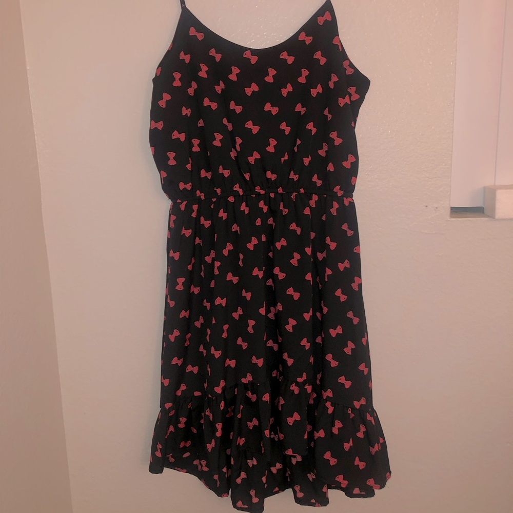Charming Black and Red Bow Dress